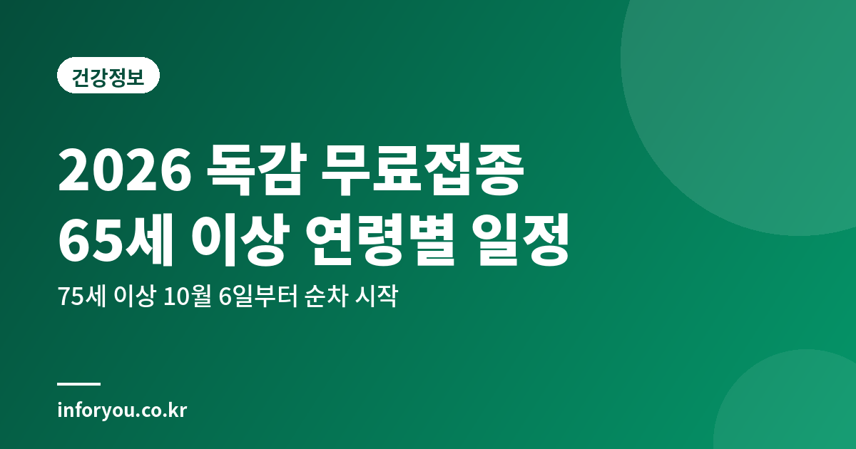 2026 독감 무료접종 65세 이상 연령별 일정 안내