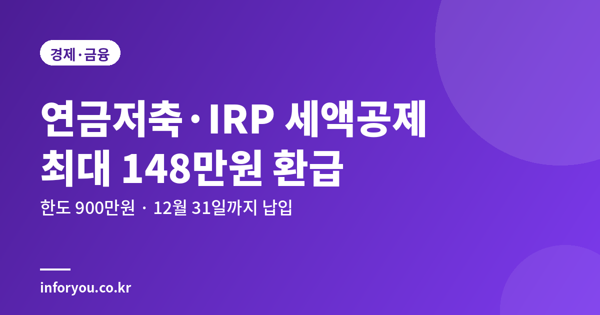 연금저축 IRP 세액공제 한도와 환급액